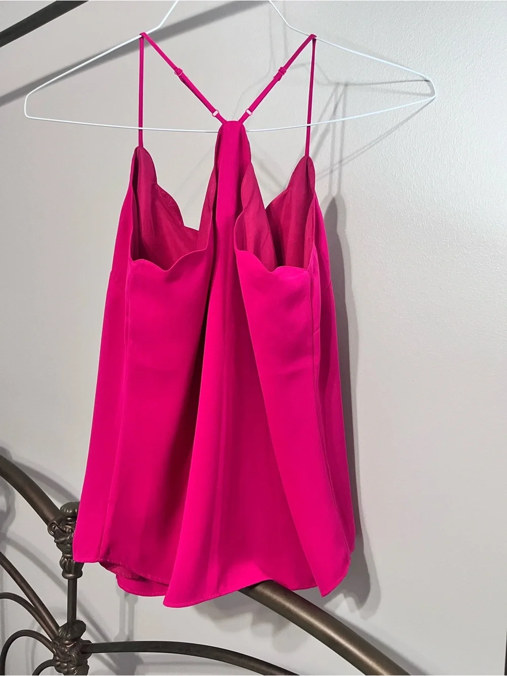 J. Crew Hot Pink Scalloped V-Neck Spaghetti Strap Tank